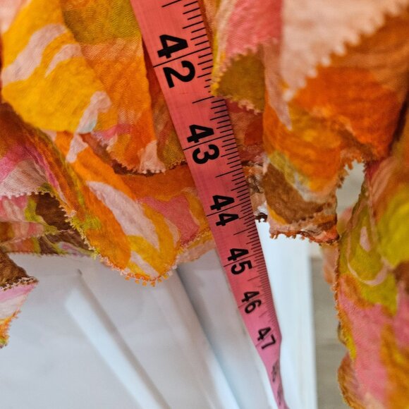 J.Crew Collection Silk Maxi Dress Large Smocked, Tie Straps & Ruffle Hem Yellow - Picture 7 of 9